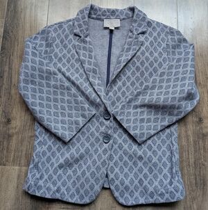 Pure Collection Blue Diamond Knit Blazer - 100% Cotton - US 4 / UK 10